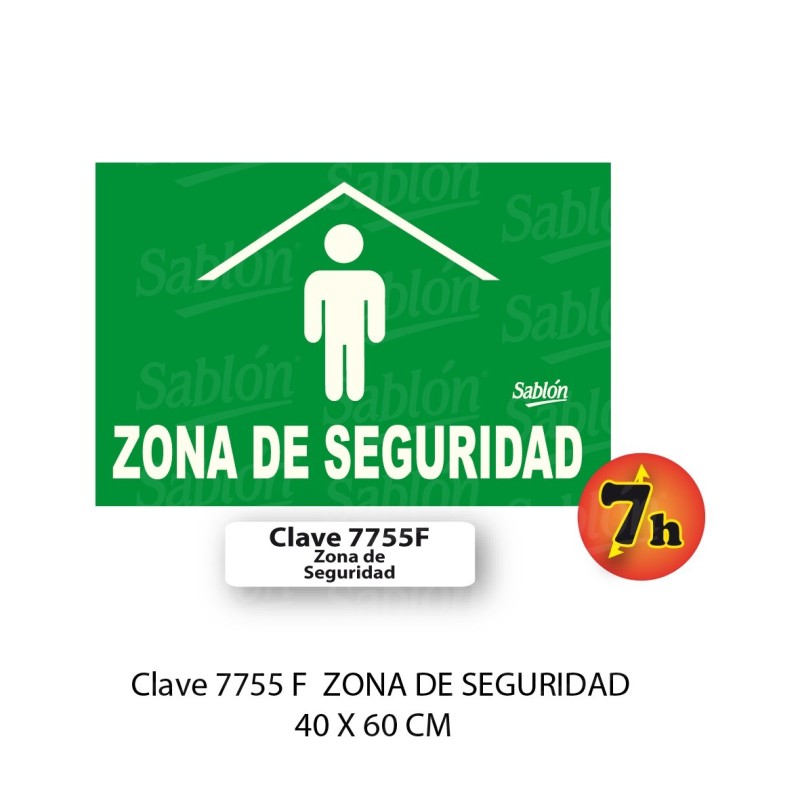 Señal grande 55x33cm zona de seguridad