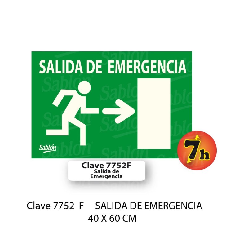 Señal grand 55x33cm salida de emergencia