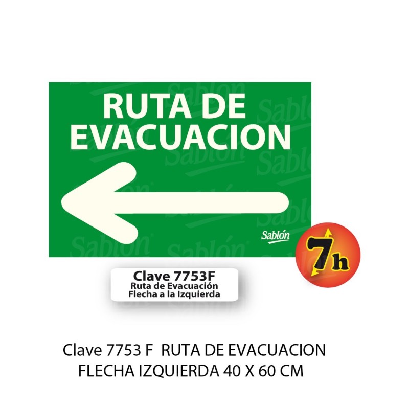 Señal grand 55x33cm ruta de evacuación izq.