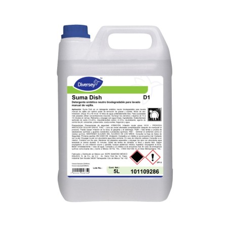 Suma Dish Detergente Biodegradable Para Lavado Manual De Vajilla De 5L - DIVERSEY